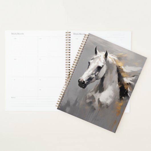 Krachtig wit paard portret olie-effect planner (Display)