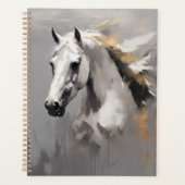 Krachtig wit paard portret olie-effect planner (Voorkant)