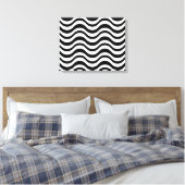 Krachtig zwart en wit golvend abstract canvas afdruk (Insitu (Slaapkamer))