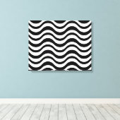 Krachtig zwart en wit golvend abstract canvas afdruk (Insitu (Houten vloer))