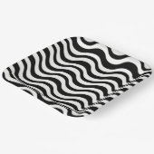 Krachtig zwart en wit golvend abstract papieren bordje (Gebogen)