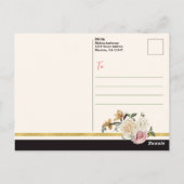 Krachtig zwart, ivoorkleurige strepen, bloemen bed briefkaart (Achterkant)