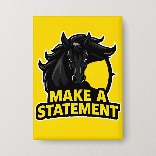 Krachtig zwart paard met motiverende tekst button (Voorkant)