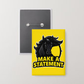 Krachtig zwart paard met motiverende tekst button (Voorkant / Achterkant)