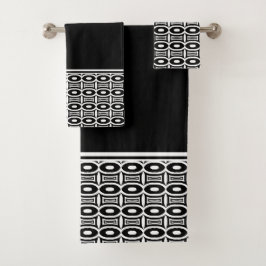 Krachtig zwart-wit abstract geometrisch patroon bad handdoek