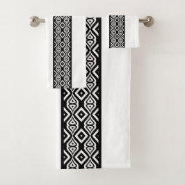 Krachtig zwart-wit abstract geometrisch patroon bad handdoek