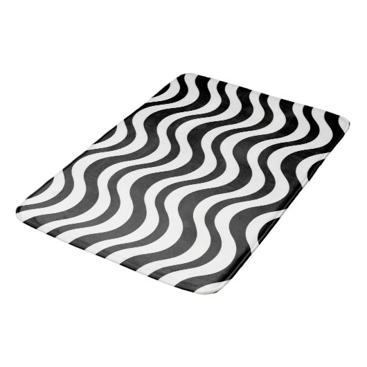 Krachtig zwart-wit golvend abstract badmat (Gekanteld)