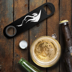 Krachtig zwart wit tribal draak illustratie ontwer speed flessenopener