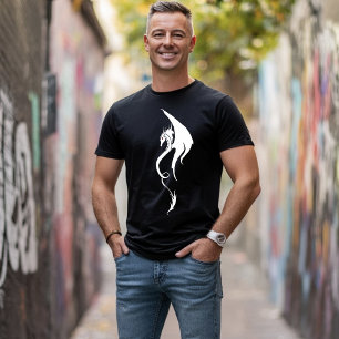 Krachtig zwart-wit tribal draak illustratie ontwer t-shirt