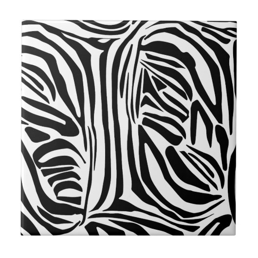 Krachtig zwart-wit zebraprintpatroon tegeltje (Voorkant)