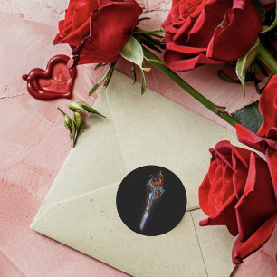 Krachtig Zwarte Fantasie Draken Zwaard Rode Rozen Ronde Sticker