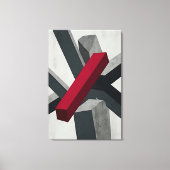 Krachtige Abstracte 3D Rood Zwart Wit Canvas Afdruk (Voorkant)