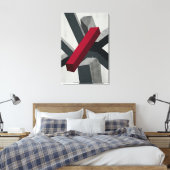 Krachtige Abstracte 3D Rood Zwart Wit Canvas Afdruk (Insitu (Slaapkamer))