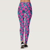 Krachtige Abstracte Rozen In Neon Roze Leggings (Achterkant)