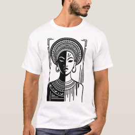 Krachtige Afrikaanse Koningin Tribale Lijnkunst T-shirt