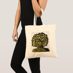 Krachtige Afro-kunst over gelijkheid en inclusie Tote Bag
