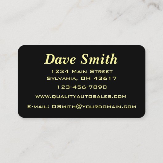 Krachtige autoverkoop en -service visitekaartje (Achterkant)