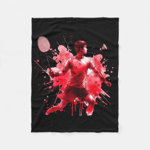Krachtige badmintonspeler Red Splash Art Fleece Deken