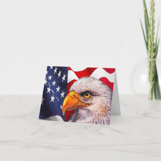 Krachtige Bald Eagle en American Flag Note Kaart (Voorkant)