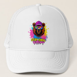 Krachtige Beer Illustratie met Inspirerende Slogan Trucker Pet