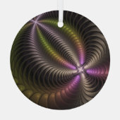 Krachtige beweging kleurrijke Abstracte fractale k Glas Ornament (Achterkant)