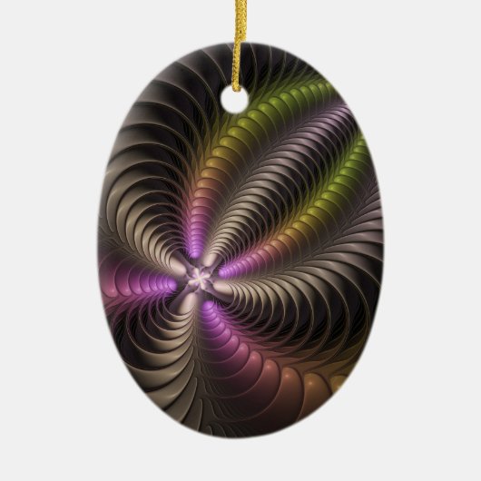 Krachtige beweging kleurrijke Abstracte fractale k Keramisch Ornament (Voorkant)