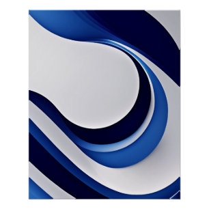 Krachtige Blauwe Golf Abstract met Moderne Ronding Perfect Poster