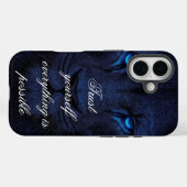 Krachtige Blauwe Leeuw Motiverende iPhone Bureaubl Case-Mate iPhone Case (Achterkant (horizontaal))