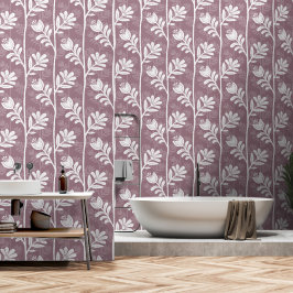 Krachtige bloemige roos mauve botanische silhouet behang
