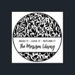 Krachtige bloemrijke botanische ronde bibliotheek  rubberstempel<br><div class="desc">Krachtige bloemrijke botanische ronde bibliotheek naam boekplaat houten stempel. Met een bloempatroon in een ronde vorm met "Lees het. Houd ervan. Breng het terug." in moderne typografie en de aangepaste bibliotheeknaam in een prachtig scriptlettertype.</div>