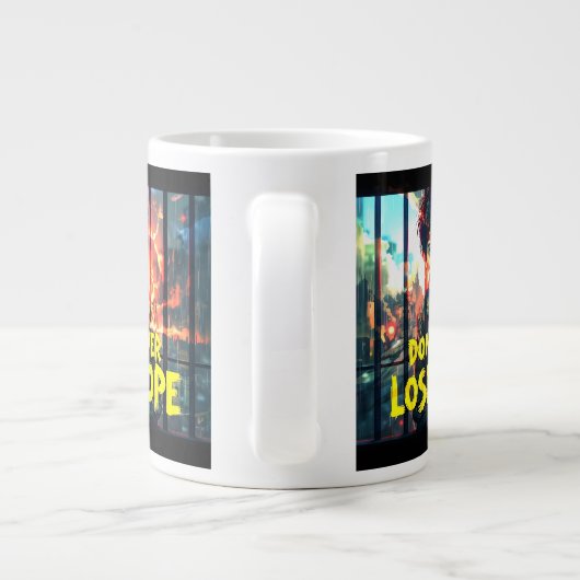 Krachtige boodschap van hoop - Jongen achter de tr Grote Koffiekop (Achterkant)