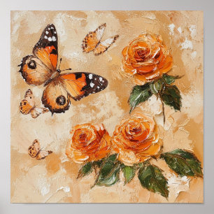 Krachtige Botanische Roos Kunstwerk Kamer Makeover Poster