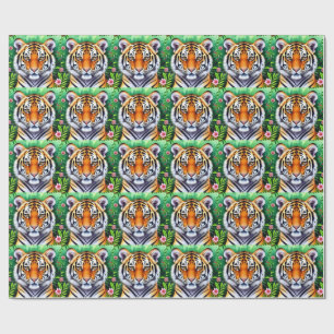 Krachtige botanische Tijgerwelp Cadeaupapier