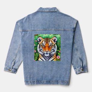 Krachtige botanische tijgerwelp  denim jacket