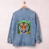 Krachtige botanische tijgerwelp denim jacket (Hangar)