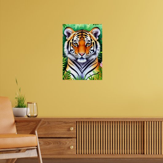 Krachtige botanische tijgerwelp  poster (Woonkamer 2)