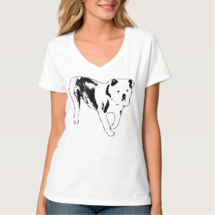 Krachtige Bulldog Zijaanzicht Zwart en Wit Kunst T-shirt