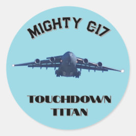 Krachtige C-17, Touchdown Titan Ronde Sticker