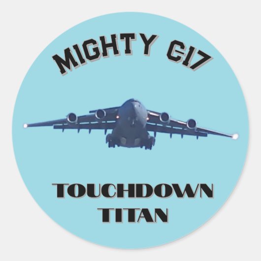 Krachtige C-17, Touchdown Titan Ronde Sticker (Voorkant)