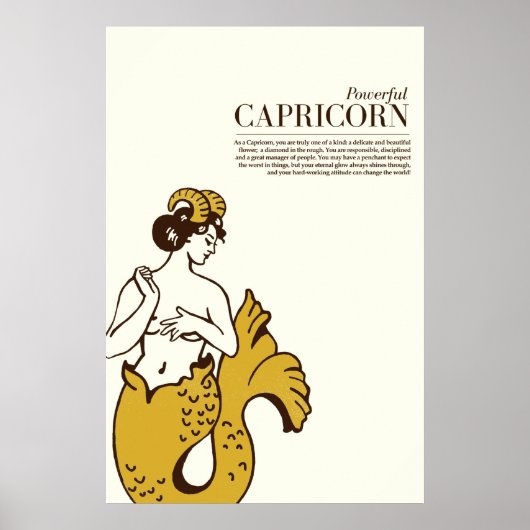 "Krachtige capricorn" Cute & Cool Zodiac Art Poster (Voorkant)