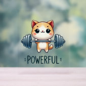 Krachtige Cat Lifting Gewichten, Schattigee Gym Ka Acryl Bord (Neutraal)