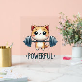 Krachtige Cat Lifting Gewichten, Schattigee Gym Ka Acryl Bord (Huwelijk)
