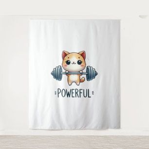 Krachtige Cat Lifting Gewichten, Schattigee Gym Ka Wandkleed