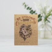 Krachtige Christelijke Verse Lion Face Briefkaart (Staand voorkant)