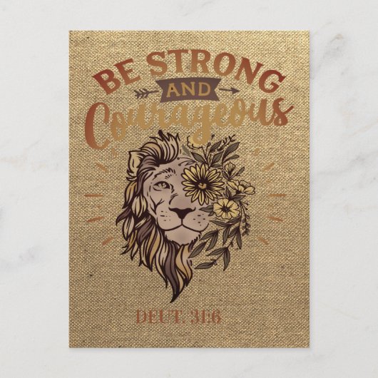 Krachtige Christelijke Verse Lion Face Briefkaart (Voorkant)
