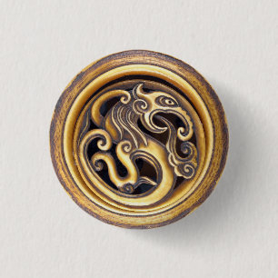 Krachtige Dragon Oriental Cadeau Decor Mannelijk Ronde Button 3,2 Cm