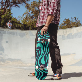 Krachtige Dynamische Abstracte Leisteen Teal 20 cm Persoonlijk Skateboard