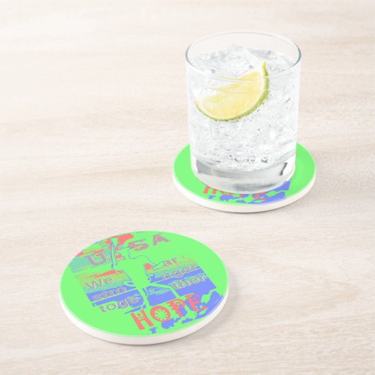 Krachtige ECO USA Hillary Hope We zijn een sterker Zandsteen Onderzetter (Zijkant)