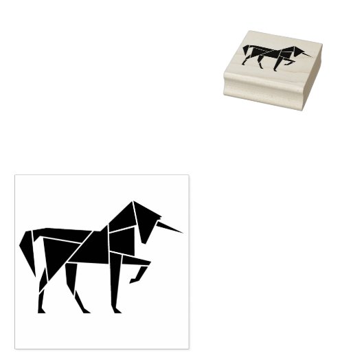 Krachtige Eenhoorn Modern Abstract Art Deco Paard Rubberstempel (Gestempeld)