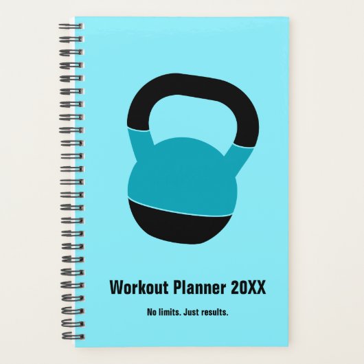 Krachtige Elektrisch-Blauwe Zwarte Kettlebell Mott Planner (Voorkant)